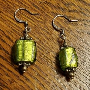 Green Glass Earrings